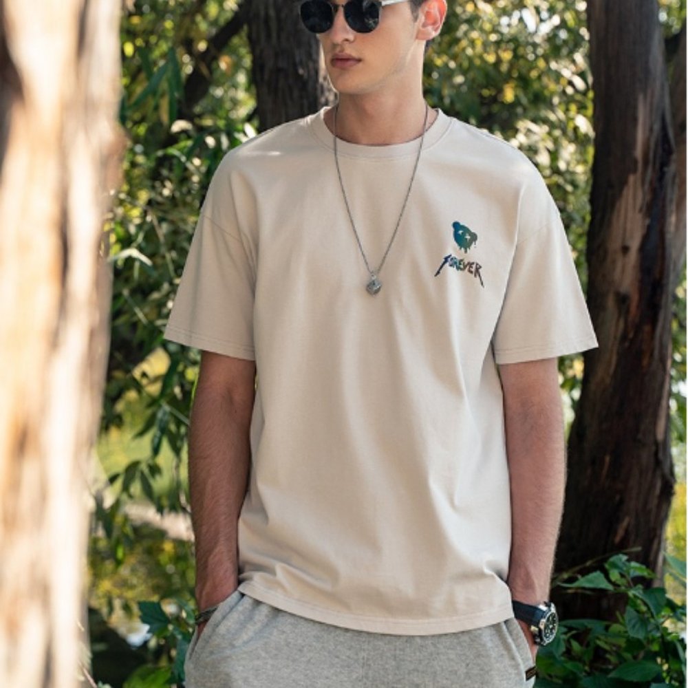 Summer casual round neck bottomed shirt trend versatile clothes men's loose T-sh